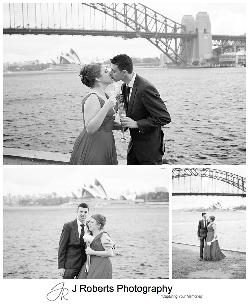 B&W portraits of wedding couple at blues point - sydney wedding photography 